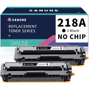 218A Black Toner Cartridge (No Chip) Replacement for HP 218A 218X W2180A W2180X Black Ink Cartridges for HP Color Laser Jet Pro 3201dw MFP 3301cdw 3301fdw 3301sdw Printer Ink (2-Pack)