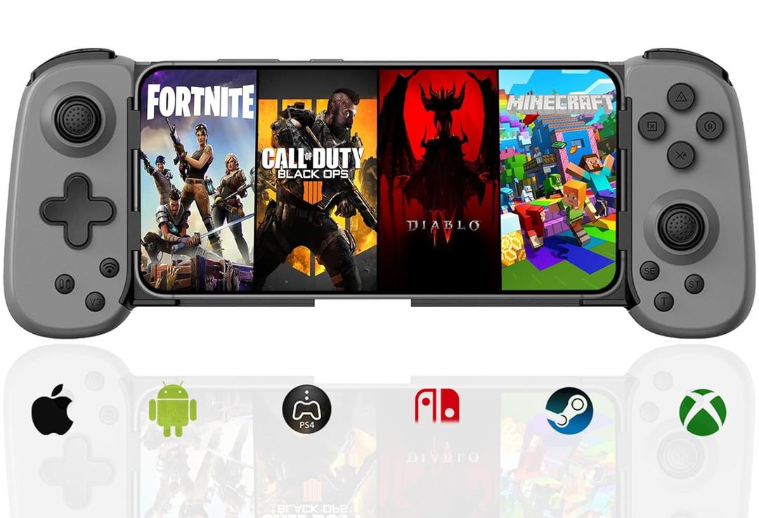 Wireless Controller for iPhone/Android/PC/iPad/Tablet/APPL Arcade MFi Games/Switch/PS4, Support Streaming on PS5/Xbox/PC Console, Cloud Gaming Gamepad Joystick - Turbo/6-Axis Gyro/Dual Motors -Grey