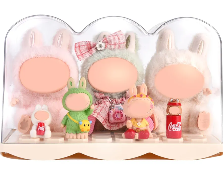 Clear Acrylic Display case for Collectibles and Figures,Stackable Storage Display Box with lid,Suitable for popmart labubu Macaron Blind(Doll Not Include