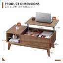 LYNCOHOME Fluted Lift Top Coffee Table with Storage, Modern Coffee Table for Living Room, Home Office Walnut