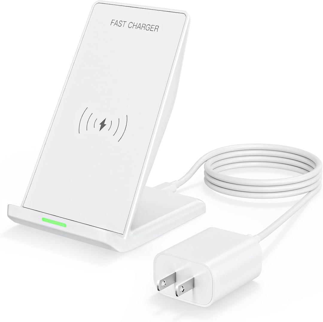 Wireless Phone Charger Stand,15W Fast Android Wireless Charger Station for iPhone 17/17 Air/17 Pro Max/15/14/13, 15W Fast Charging for Samsung Galaxy S23 S22 S21 with 20W USB C Charging Block Adapter