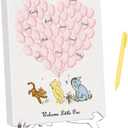 Shower Guest Book for Girls, Winnie Baby Shower Decorations, the Pooh Birthday Decor for Girl, Included 1 pen and 1 Canvas Sign