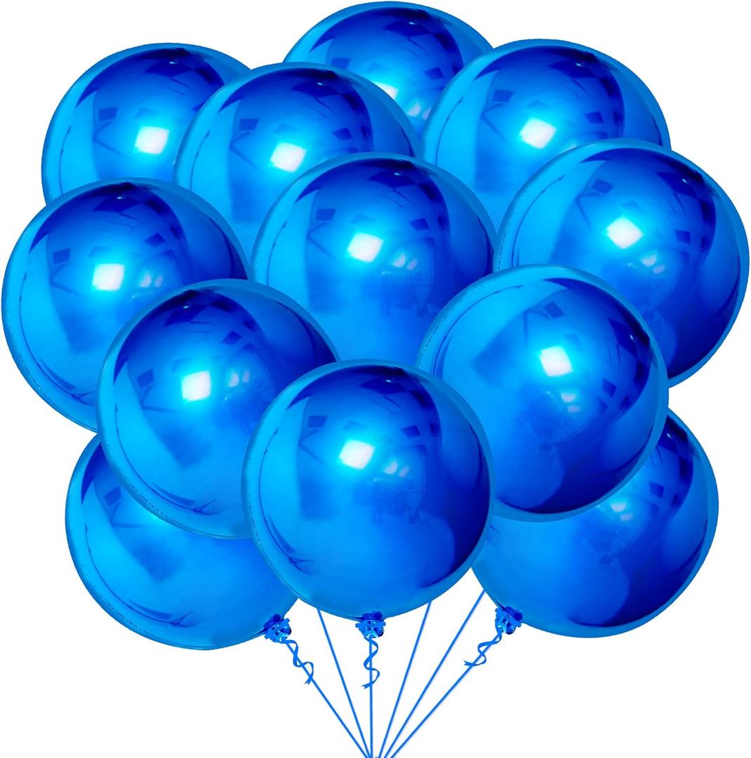 KatchOn, Large Royal Blue Balloons - 22 Inch, Pack of 12 | Royal Blue Metallic Balloons for Graduation Decorations 2025 | Blue Foil Balloon, Under The Sea Party Decorations