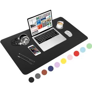 WisFox Mouse Pad, Leather Desk Pad Protector, Office Desk Mat, Non-Slip PU Leather Desk Blotter, Laptop Desk Pad, Waterproof Desk Writing Pad for Home Office Decor (Black, 31.5" x 15.7")