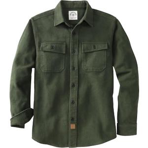 Dubinik 13oz Ultra Heavyweight Flannel Shirt for Men Long Sleeve Mens Plaid Button Down Shirts Vintage 100% Cotton (X-Large, Olive Drab)