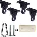 Heavy Duty Black Swing Hangers Screws Bolts Included Over 5000 lb Capacity Playground Porch Yoga Seat Trapeze Wooden Sets Indoor Outdoor (4 Pack)