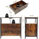Edbuosy 27 inch Wide Night Stand with Charging Station, Bedside Table with Open Shelf, 2 Drawers Small Wood Dresser, Modern Wood Nightstand for Bedroom/Living Room (Rustic Brown)