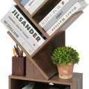 Labcosi 3 Tier Tree Bookshelf, Small Bookshelf with Open Storage Space, Wood Shelf for Storing Books, Book Organizer Shelves for Home Office, Bedroom, Living Room