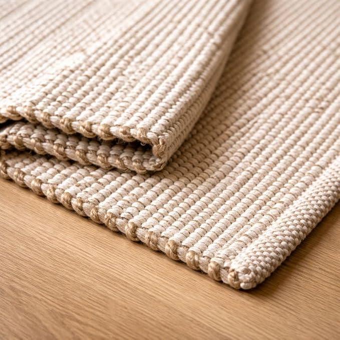 FRELISH DECOR Handwoven Jute Blend Cotton Area Rug - Contemporary Farmhouse Decor- Vintage Rustic Nautical Rugs for Bedroom - Living Room - Kitchen - Classy Home Decor (9'x12')