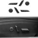 Carbon Fiber Front Seat Button Cover Trim Stickers Compatible with Tesla Model 3 2017 2018 2019 2020 2021 2022 Interior Accessories Black (Pack of 6)