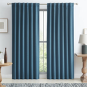 KEQIAOSUOCAI Denim Blue Blackout Curtains 84 Inches Long 2 Panels Set- Faux Linen Textured Black Out Thermal Insulated Noise Reduction Winodw Draper for Bedroom and Living Room 50x84-in
