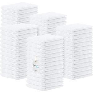 Avalon Towels Ribbed Bar Mop Towels 16x19 (Pack of 60) Absorbent and Durable White Bar Towels for Bartender, Multipurpose Kitchen Rags & Terry Cloth Rags