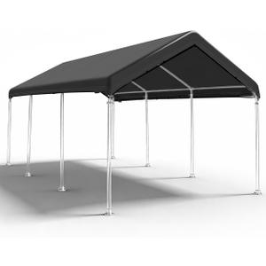 SIHAIAN 10 x 20 Ft Carport Replacement Canopy Cover(No Frame), Easy to Set up Carport Canopy, 500D Heavy-Duty Garage Top Tent Shelter Tarp Waterproof and UV Protected (Only Canopy Cover) Black