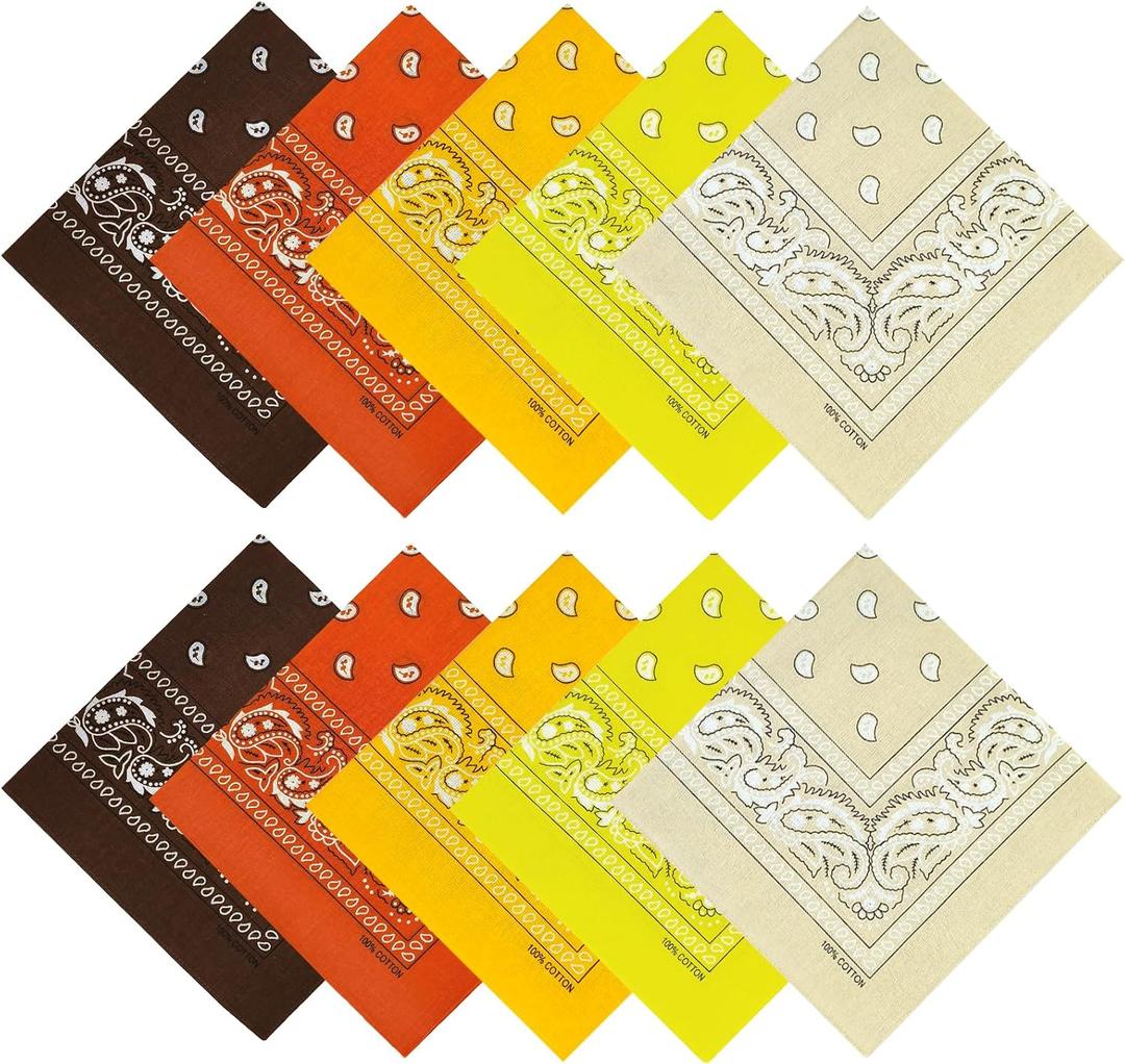 Bandanas Pack 10 Pcs, 100% Cotton Bandanas for Men Women, 22x22 Inches