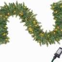 Joiedomi 9Ft Christmas Garland Prelit with 50 Count Light, Plug in Lighted for Home & Office Xmas Decorations Indoor and Outdoor Decor Holiday Decorations Xmas Garland Christmas Window Decor