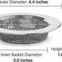 Sink Strainer Basket (3 Pack) 304 Stainless Steel Kitchen Drain Strainer, Anti-Clog Sink Drain Catcher, Rustproof, Fits 4.4 Standard Sink
