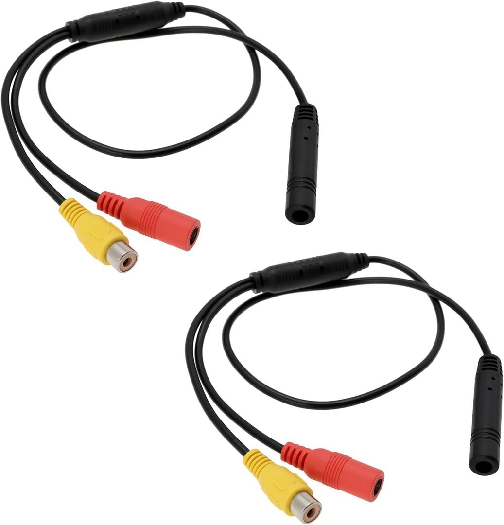 OTOTEC 2PCS Rear View Camera Adapter Cable 4-Pin Male to CVBS RCA Female Video Wiring Loom Cable Length 55.5cm Camera Signal Harness