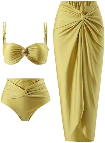 YUNIDMEIM Women's One Piece Swimsuit with Cover up Set Beach Wrap Skirt Retro Bikini Set Two Piece Bathing Suit with Cover up M