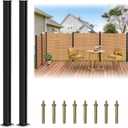 45" Aluminum Alloy Fence Post, 2 Pack Matte Black Metal Wood Privacy Fence End Post for Air Conditioner, Pool Equipment Enclosure, Trash Can Enclosures