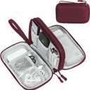 FYY Electronic Organizer, Travel Cable Organizer Bag Pouch Electronic Accessories Carry Case Portable Waterproof Double Layers Storage Bag for Cable, Charger, Phone, Earphone, Medium Size- Burgundy