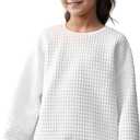 Girl Crewneck Sweatshirt Solid White Long Sleeve Tops Casual Shirts Fall Winter Clothes for 11 Y