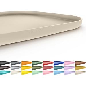 Smilool Silicone Pet Food Mat with Raised Edge for Food and Water Bowl, Dog Feeding Mats, Cat Food Trays for Floor Waterproof, Rubber Tray for Dogs and Cats, 24 x 16 x 0.8 Beige