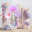 Giant Flowers for Decoration with Stand, 5.9 Ft Large Artificial Flowers Backdrop Decoration Waterproof 3D Big Realistic Faux Flower Set for Home Wedding Garden Christmas Party Decor(Purple Series)