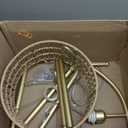 Gold Floor Lamps for Living Room with Remote & Dimmable LED Bulb, Modern Arc Floor Lamp with 3 Color Temperatures, Boho Standing Lamp with Rattan & Fabric Shades, Adjustable Tall Lamp for Bedroom