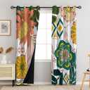 Tyrot Boho Floral 100% Blackout Curtains for Living Room 72 inch Long 2 Panels Mid Century Botanical Black Out Curtains for Bedroom Grommet Thermal Insulated Room Darkening Window Drapes, 52Wx72L
