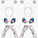 Halloween Alien Antenna Headband Glasses Metallic Gloves Alien Sunglasses Costume Party Accessories Space Costume Accessories