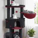 Heavy Duty Cat Tree for Large Cats Adult - 60 Inch XXL Sturdy Cat Tower Condo with Extra Wide Scratching Posts (4.4in) Big Cat House Hammock Perch - Indoor Wood Modern Multi Level Corner Cat Bed (Black)