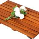 VaeFae Teak Shower Mat, Non-Slip Bath Mat, Luxury Spa Mat, Wooden Mat for Bathtub (Large), 26" x 17"