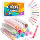 Dustless Chalk for Kids Indoor Chalkboard, 12 Colors Washable Sidewalk Chalk Set with Protective Box, Mess-Free for Drawing on Chalkboards Papers Sidewalks, Perfect for Toddlers Boys Girls Kids