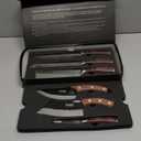 Jikko New Reinforced Carbon Steel Japanese Kitchen Knife Set  DiamondRazor Series  Ultra Sharp Japanese Knife Set & Chef Knife Set with Mahogany Wood Handles  Professional Chef's Knives (Dark Walnut Brown Handle)