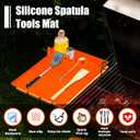 Silicone Grill Mat, Large Size Silicone Side Shelf Griddle Tools Spatula Mat with Drip Pad for Outdoor Grill Kitchen Countertop, Reusable Black-stone Griddle Accessories, Orange
