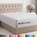 Extra Deep Queen Fitted Sheet - Hotel Luxury Single Fitted Sheet Only - Easily Fits 18 inch to 24 inch Mattress - Ultra Soft, Wrinkle Free with Extra Deep Pockets - Breathable & Comfy - French Grey