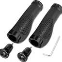 Ergonomic Bike Grips - Widen Holding Rubber Grips with Aluminum LockGrips for Mountain & Road Bikes ((Aluminum lock plug+Grips) Black 1 Pair)
