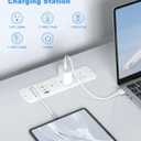 Recessed Power Strip with Retractable USB C Cable,2 PD 20W USB C,Flush Mount Countertop Drawer Outlet, Furniture Hidden Outlet for Side Table,End Table,3 Outlets (White, 6FT-20W USB)