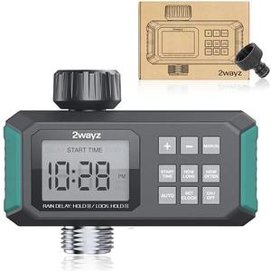 2WAYZ Water Timer for Hose - Automatic Sprinkler Timer with Heavy Duty Threads - 3/4-Inch Inlet and Outlet Swivel Connection - Water for Garden Hose with Rain Delay Options - Green