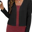 Zeagoo Women's Lightweight Summer Cardigan Cropped Long Sleeve Shrug Thin Open Front Sheer Bolero for Dresses (Medium, Black)