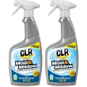 CLR Mold & Mildew Clear, Bleach-Free Stain Remover Spray Works on Fabric, Wood, Fiberglass, Concrete, Brick, Glass, and More - EPA Safer Choice, 32 Fl Oz (Pack of 2)