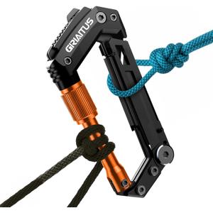 Carabiner Multitool with Pocket Knives, EDC Carabiners, Serrated Knife, Rope Cutter, Screwdriver, Can Bottle Opener, Ruler, Folding Knife for Camping Hiking, Gifts for Men (Orange)