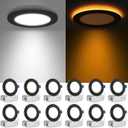 Meconard 12 Pack 4 Inch 5CCT LED Recessed Ceiling Light with Night Light, 2700K/3000K/3500K/4000K/5000K Selectable Ultra-Thin Lighting, 9W=75W, 750LM, Dimmable Canless Wafer Downlight, Black Trim