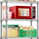 IZEUK 3-Tier Heavy Duty Steel Storage Shelves, Metal Shelf Wire Shelving Rack for Pantry, Kitchen, Home or Office Organization (29.5" W x 13.8" D x 35.5" H, 750LBS, Chrome)