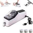 USB Electric Knife Sharpener for Home Commercial Chef, Double Sided Knife Sharpener, Quick Sharpening & Polishing-With 3 Pcs Replacement (White)