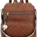 TANTOMI Backpack Purse for Women Large Leather Convertible Backpack Ladies Shoulder Bag Fashion Backpack Handbags for Travel and Work (Brown)