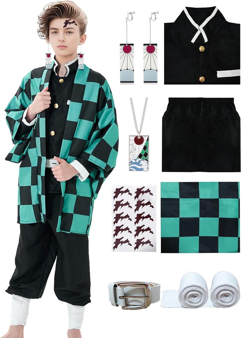 Cosplay Costume Cosplay's Outfit for Halloween Kids Adult (Green), Adult L