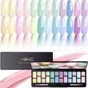 ABAC Pastel Shimmer Solid Gel Nail Polish,Ombre Gel Polish for Pat Painting,Spring&Summer Easter Hema-free 24 Colors Soak Off Gel Polish Kit w/Nail Art Brush for Salon and Nail Art DIY at Home