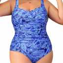 Aqua Eve Womens Plus Size One Piece Swimsuit Tummy Control Bathing Suit Vintage Swimwear 14W