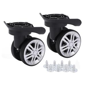 Milltrip Luggage Wheels, 1 Pair Double Row Wheels, Quiet Spinner Wheels for Suitcase Repair, Wear-Resistants PP/PET Material, Easy Install with Included Screws - Fits Most Travel Trunks